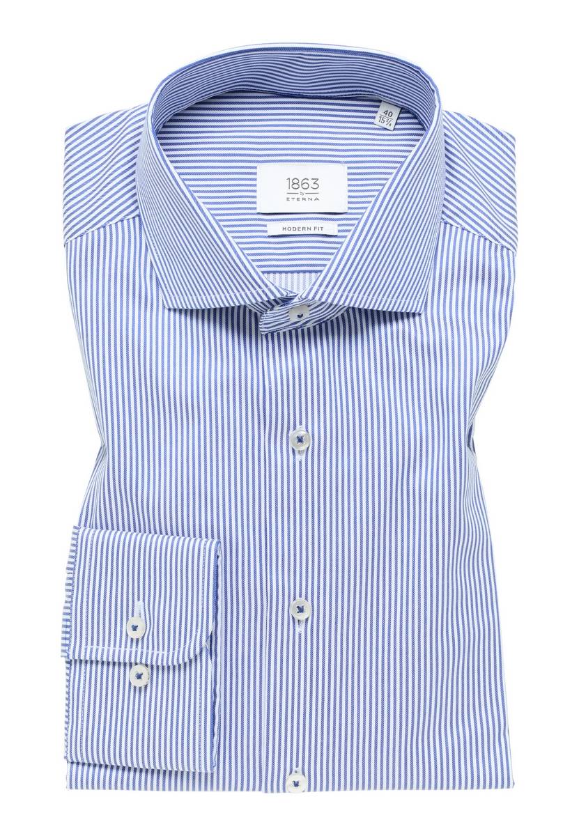 Eterna Camicia a righe azzurro eterna modern fit collo alla francese Promozione temporanea