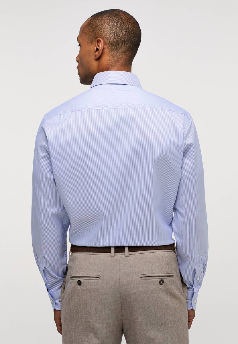 Eterna Camicia a righe azzurro eterna modern fit in cotone twill no stiro Fino al 50% di sconto