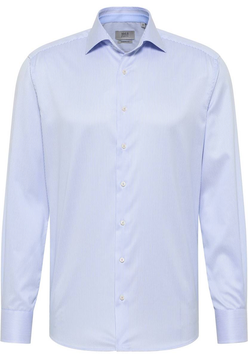 Eterna Camicia a righe celeste eterna modern fit in cotone twill no stiro Fino al 60% di sconto