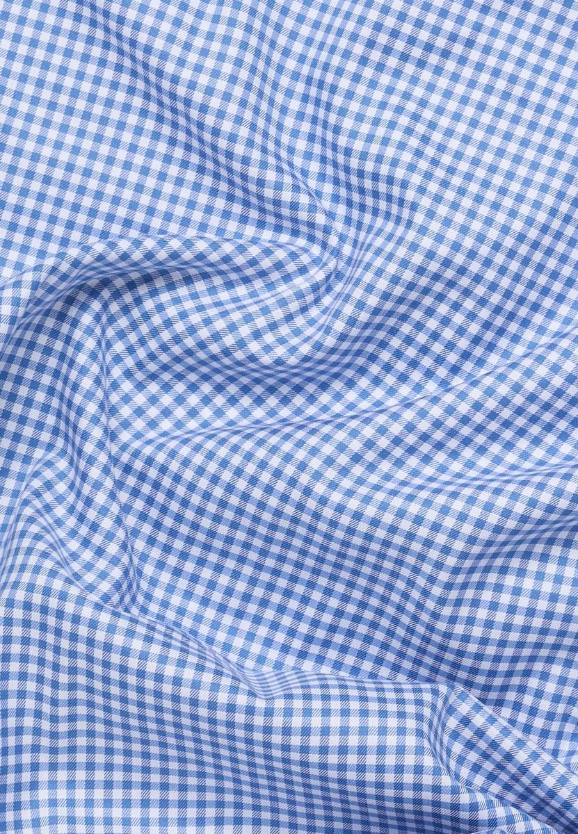 Eterna Camicia a quadretti azzurro eterna slim fit in cotone twill no stiro Offerta speciale della fabbrica