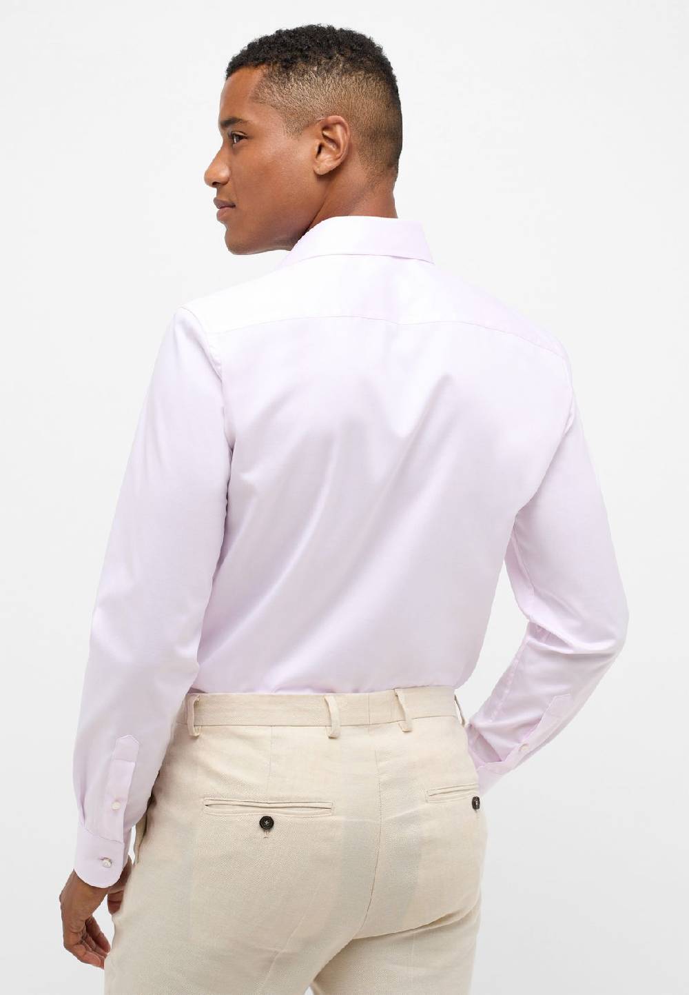 Eterna Camicia rosa eterna slim fit in cotone twill no stiro Sostegno trimestrale