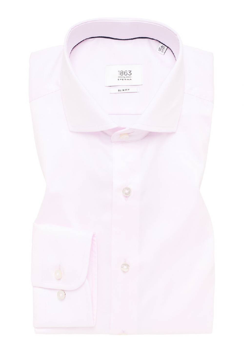 Eterna Camicia rosa eterna slim fit in cotone twill no stiro Sostegno trimestrale