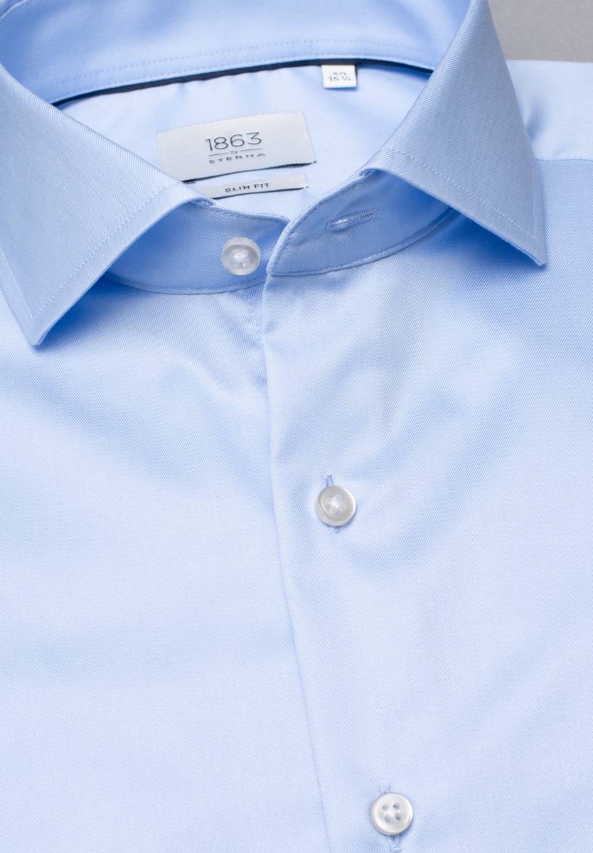 Eterna Camicia celeste eterna slim fit in cotone twill no stiro Discount Store per i nuovi prodotti