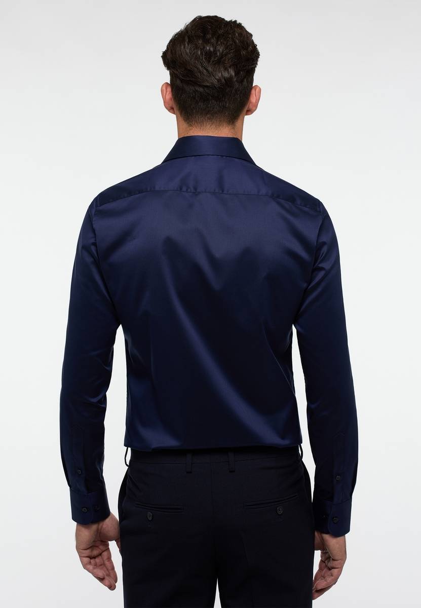 Eterna Camicia blu eterna slim fit in cotone twill no stiro Solo un giorno rimasto