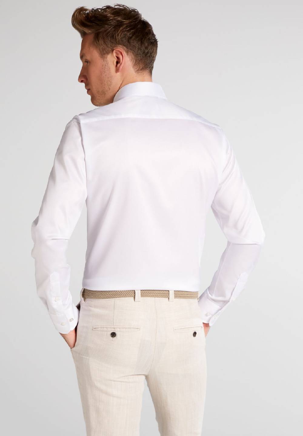 Eterna Camicia bianca eterna slim fit in cotone twill no stiro Super sconto