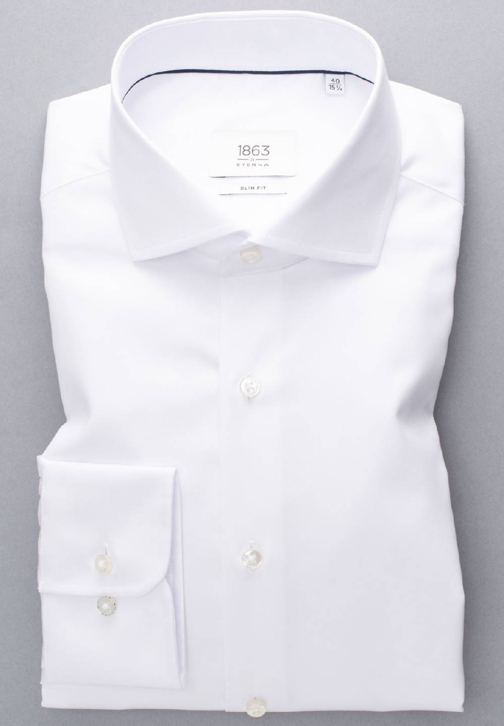 Eterna Camicia bianca eterna slim fit in cotone twill no stiro Super sconto