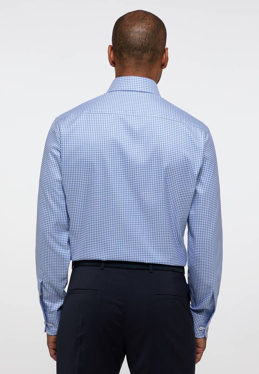 Eterna Camicia eterna a quadretti celeste modern fit in cotone twill no stiro Enormi sconti
