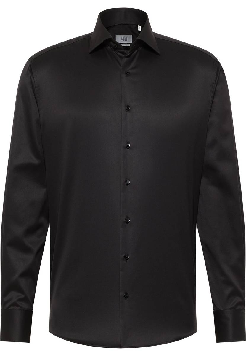 Eterna Camicia nera eterna modern fit in cotone twill no stiro 50% di sconto con spedizione gratuita