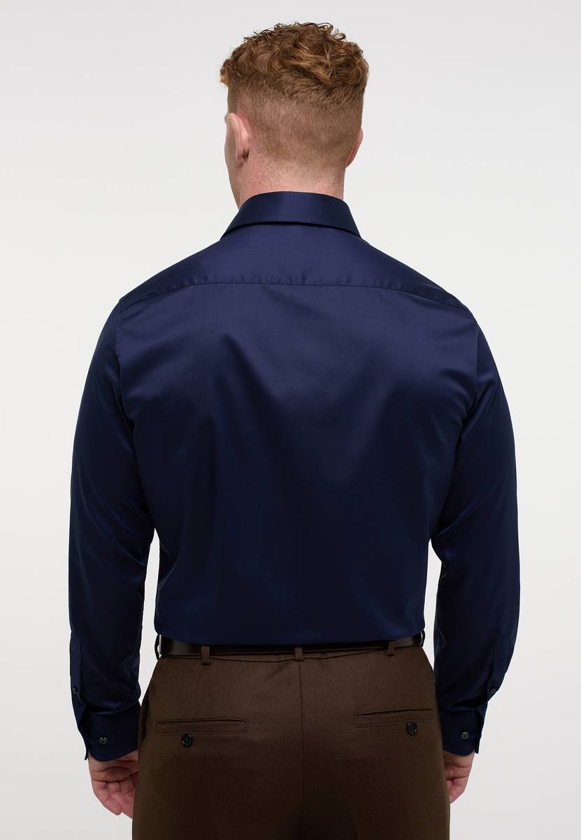 Eterna Camicia blu scuro eterna modern fit in cotone twill no stiro Trasporto libero internazionale
