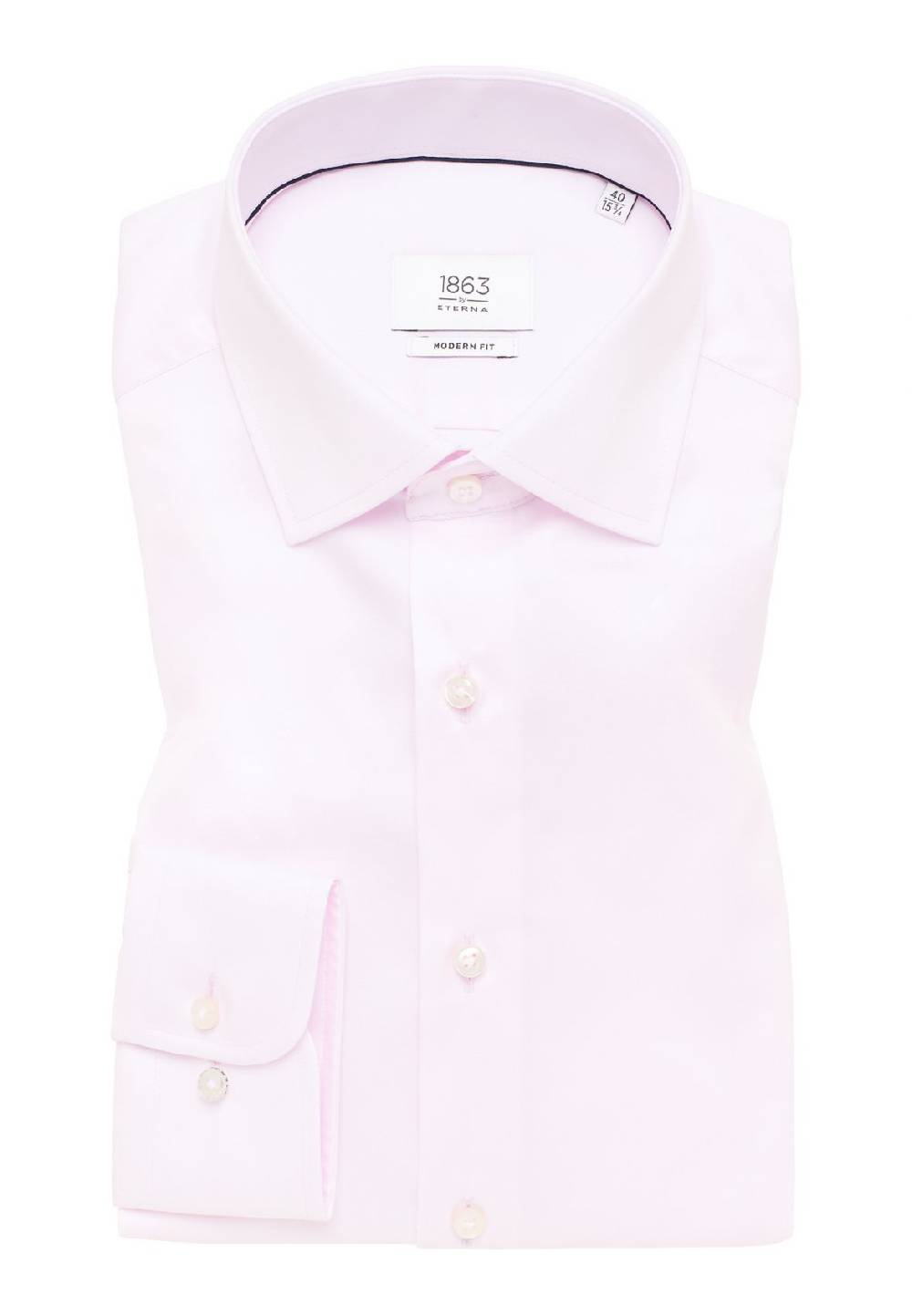 Eterna Camicia rosa eterna modern fit in cotone twill no stiro Officina