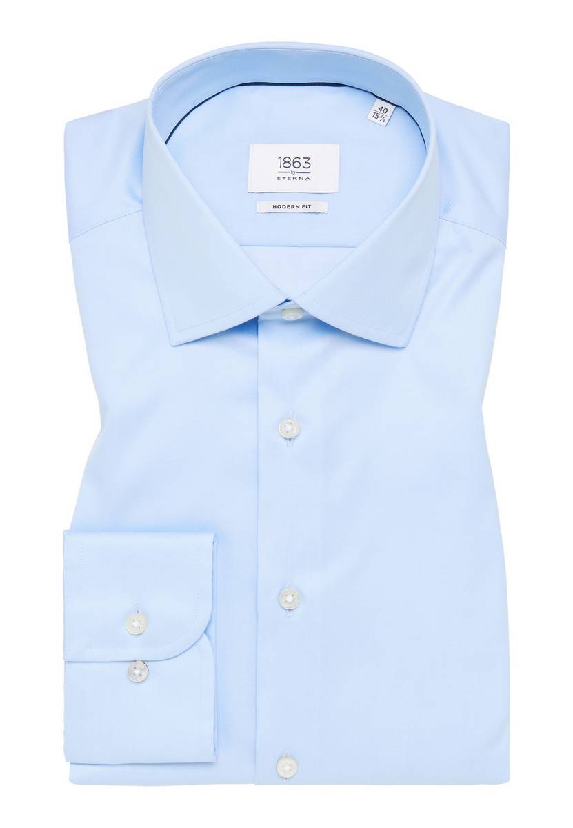 Eterna Camicia celeste eterna modern fit in cotone twill no stiro Limitato a 3 giorni