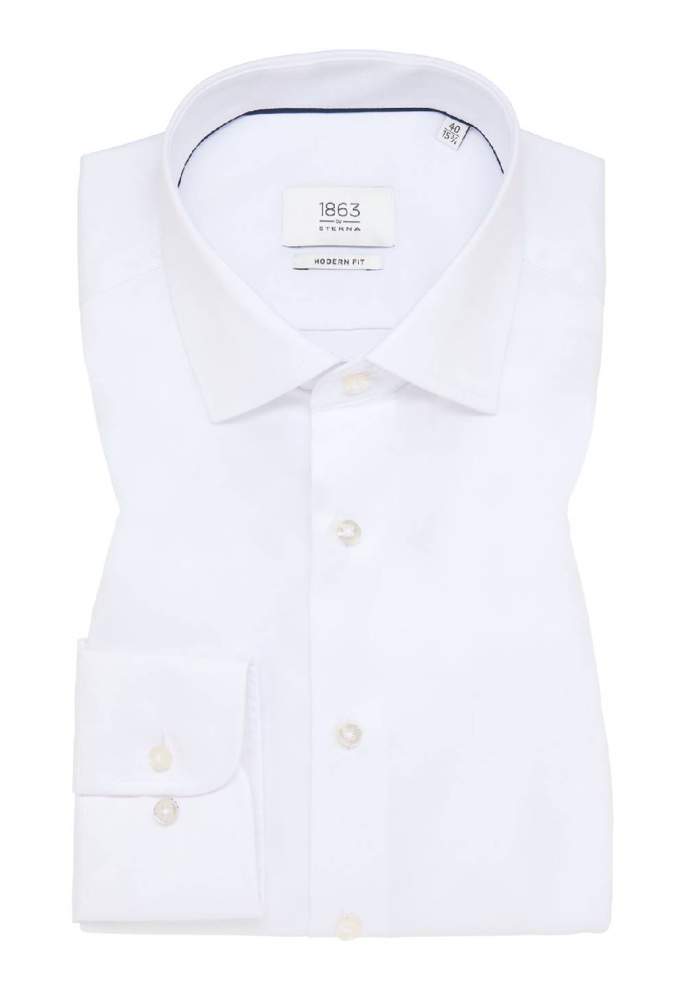 Eterna Camicia bianca eterna modern fit in cotone twill no stiro Esporta salva