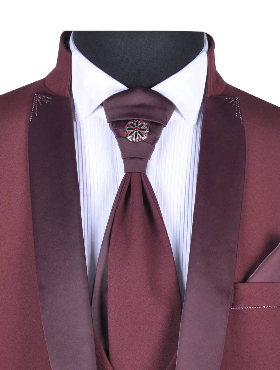 Baggi Abito da sposo baggi cerimonia borgogna slim fit Vendita