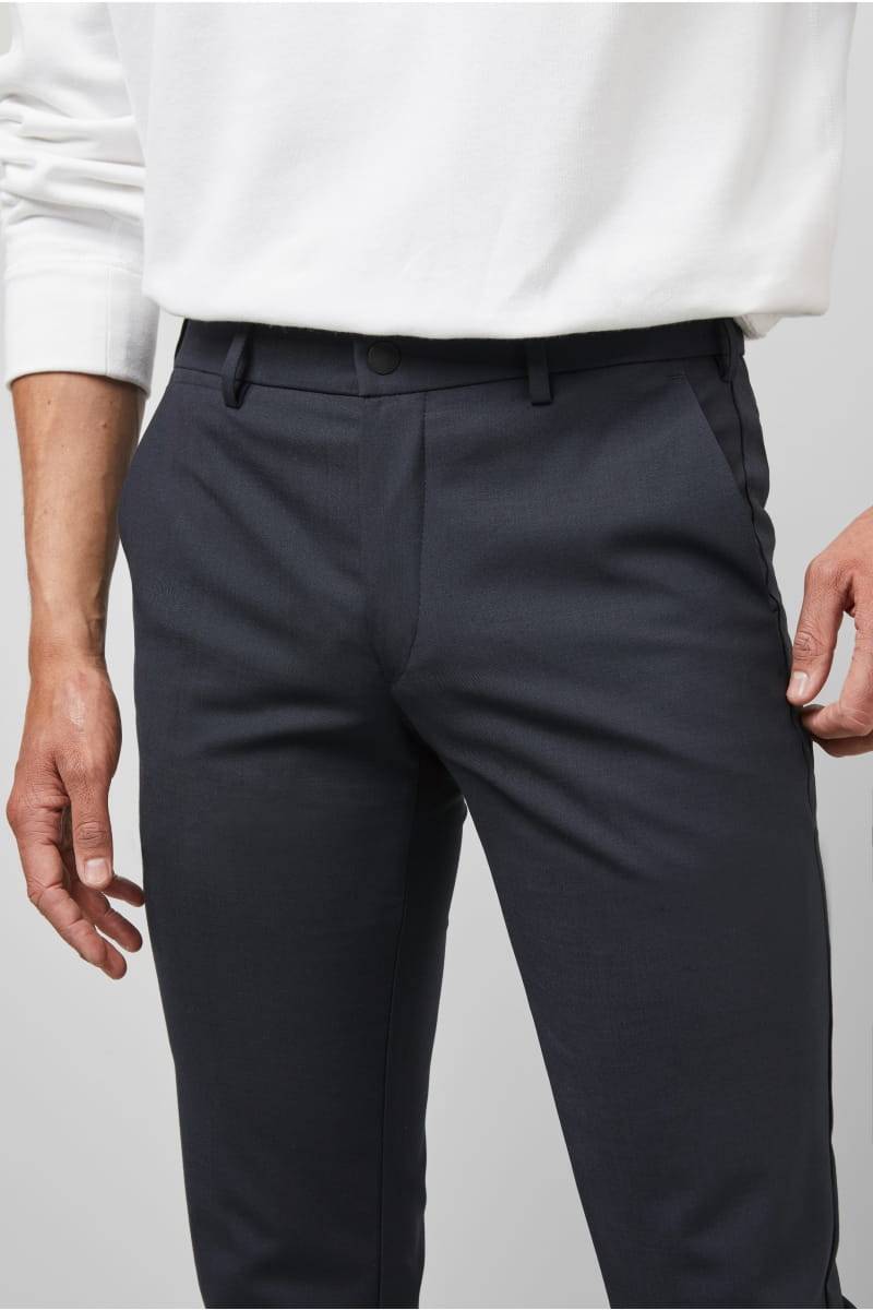Meyer Pantalone blu navy in lana bi-stretch m5 by meyer modern fit Vendita Economica