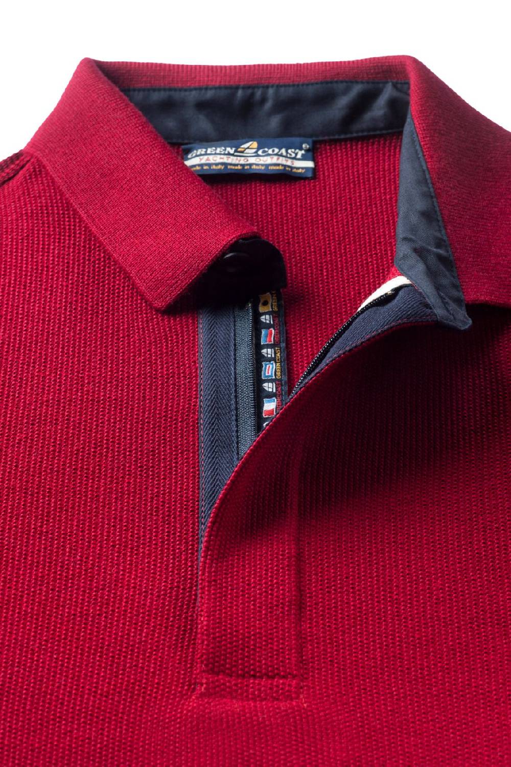 Green Coast Polo con zip green coast bordò modern fit made in italy Online Outlet