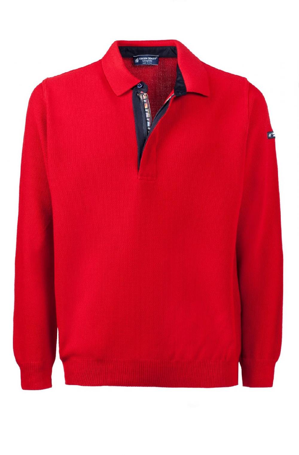 Green Coast Polo con zip green coast rossa modern fit made in italy Offerta temporanea