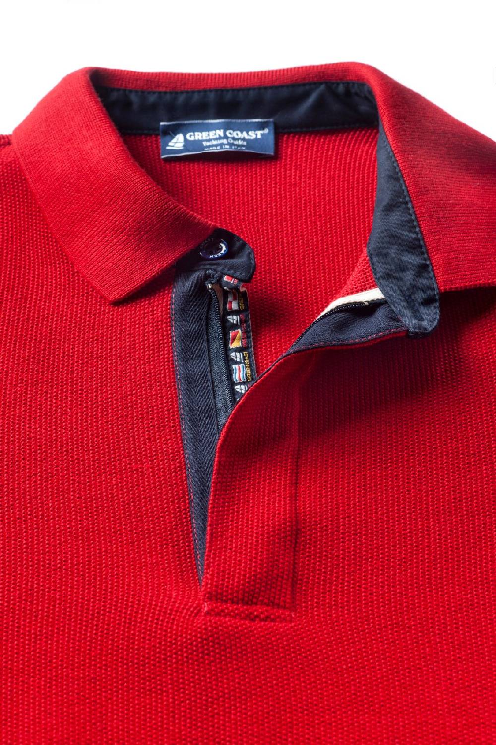 Green Coast Polo con zip green coast rossa modern fit made in italy Offerta temporanea