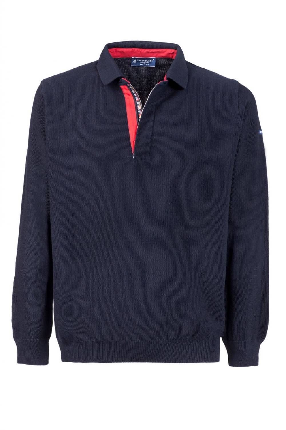 Green Coast Polo con zip green coast blu modern fit made in italy Offerte esclusive
