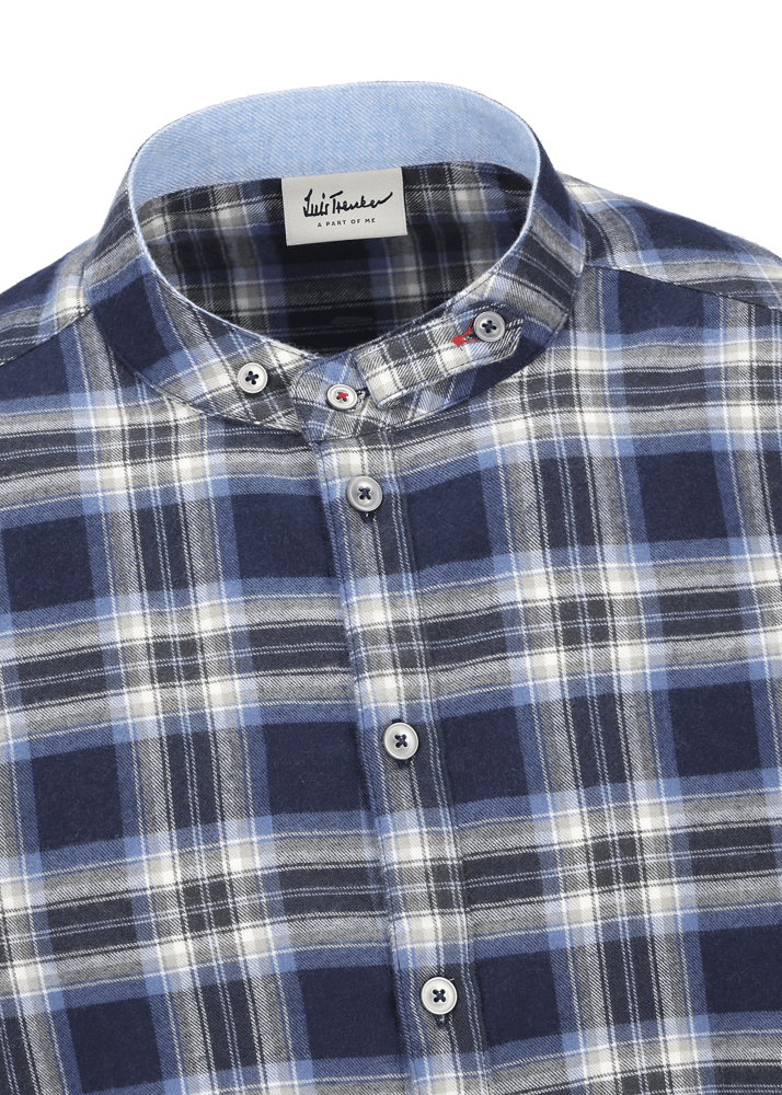 Luis Trenker Camicia a quadri con colletto alla coreana modello Lubernet Consegna Veloce