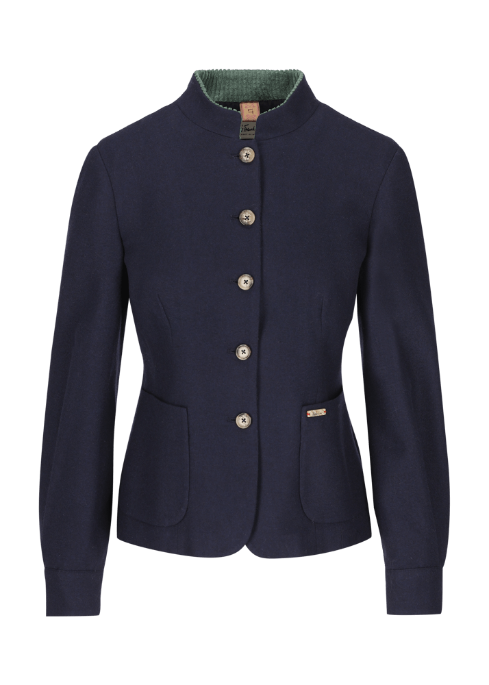 Luis Trenker Blazer di flanella con colletto alla coreana Luviola Vendita Economica