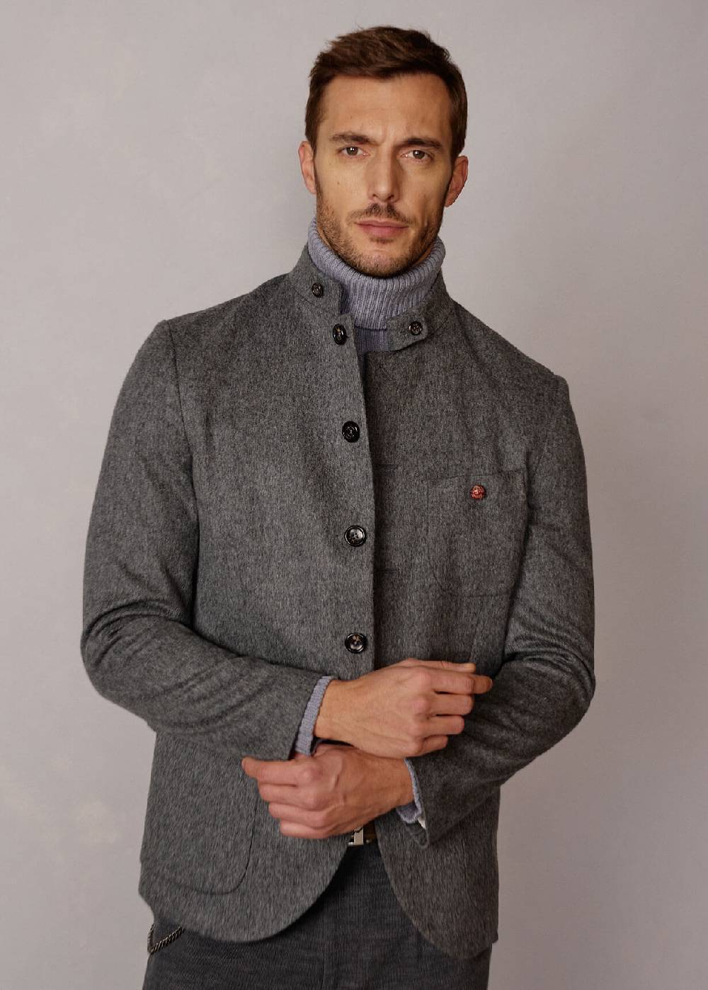 Luis Trenker Blazer in loden con colletto alla coreana Lusandro In Linea