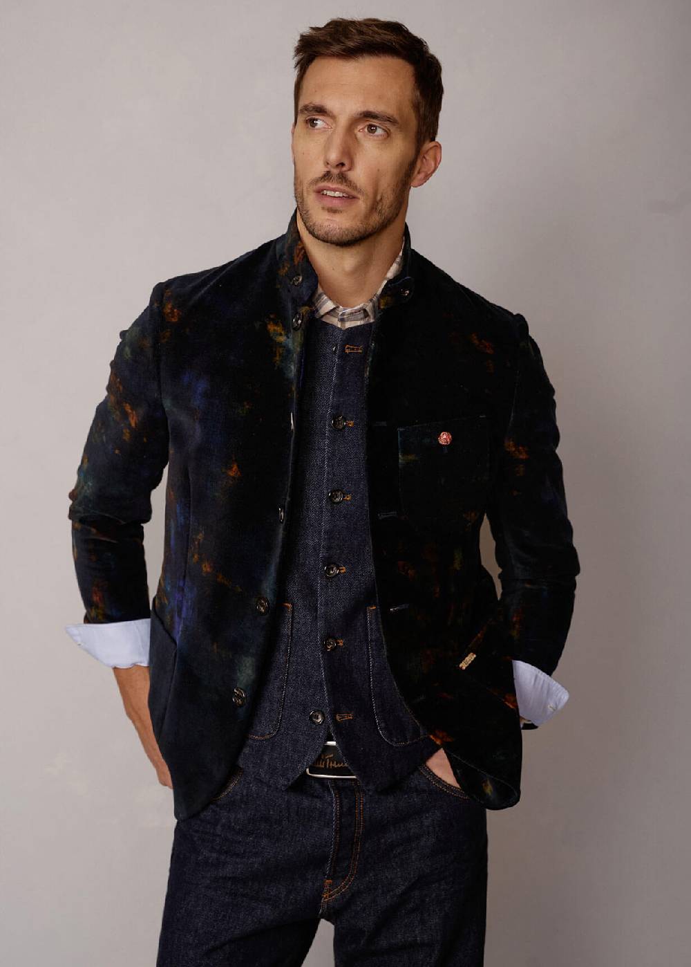 Luis Trenker Blazer in velluto con stampa Lusandro Promozione
