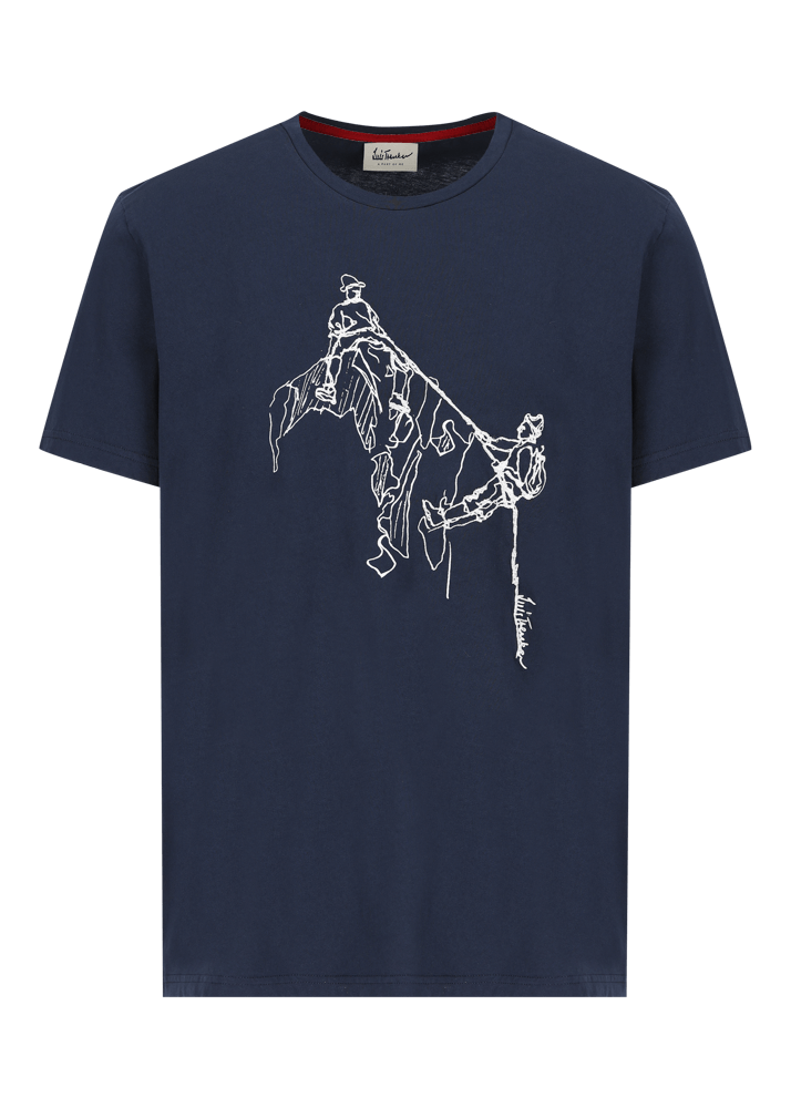 Luis Trenker T-shirt con stampa raffigurante due alpinisti Lueinar Shopping Online