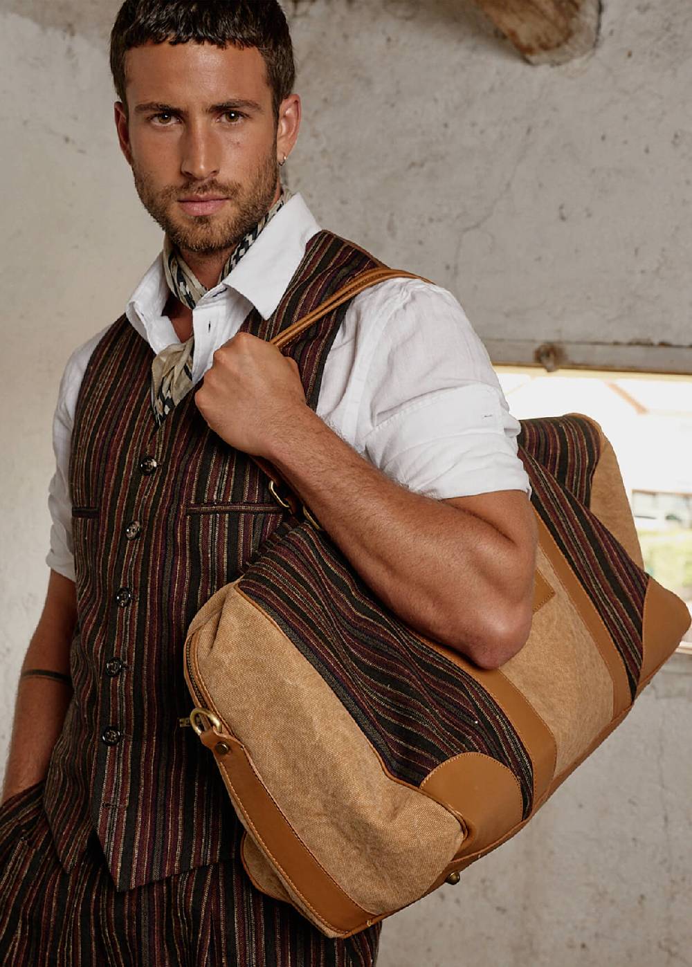 Luis Trenker Borsa da viaggio in materiale misto modello Lutravel Consegna Veloce