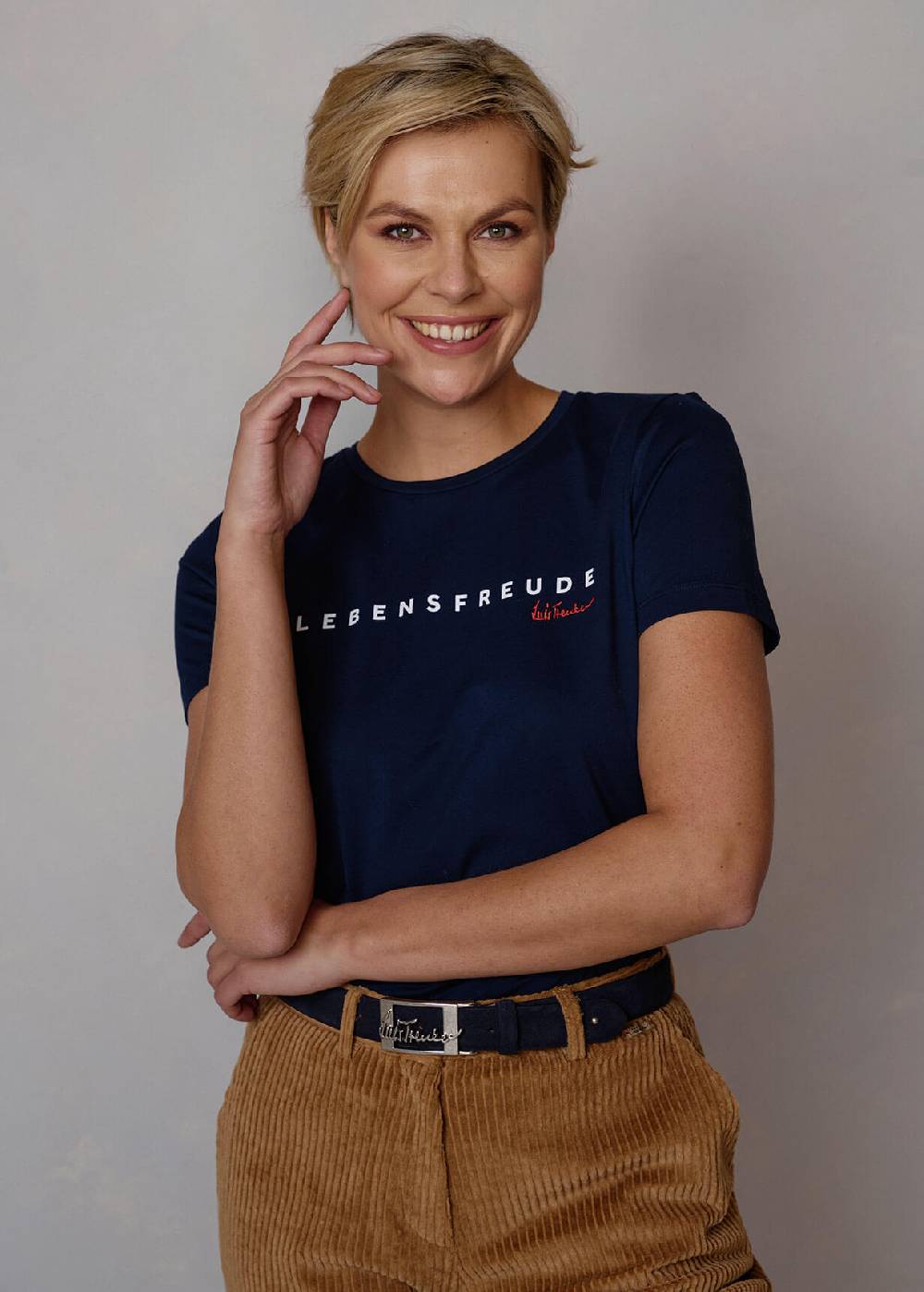 Luis Trenker T-shirt con scritta "Lebensfreude" Saldi Di Fabbrica