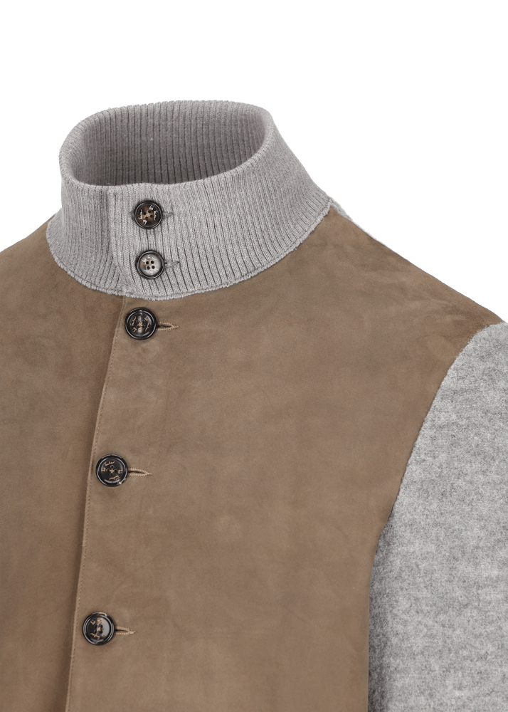Luis Trenker Blazer in lana follata con parte anteriore in pelle scamosciata Lupoldo Vendite Flash