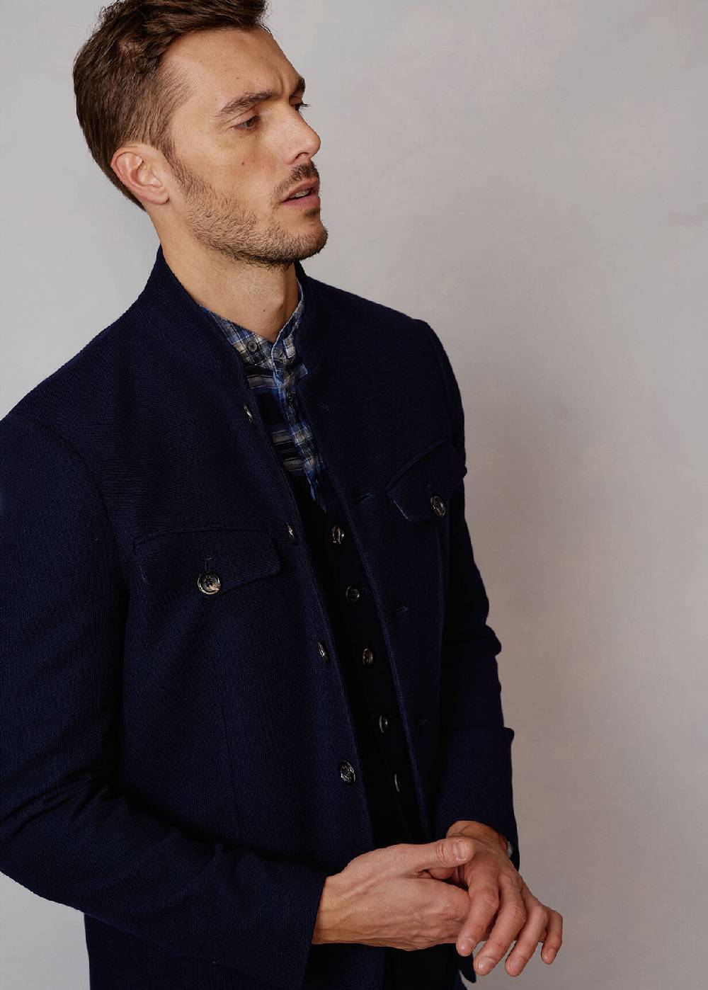 Luis Trenker Blazer in jersey con colletto alla coreana Lusepp In Saldo