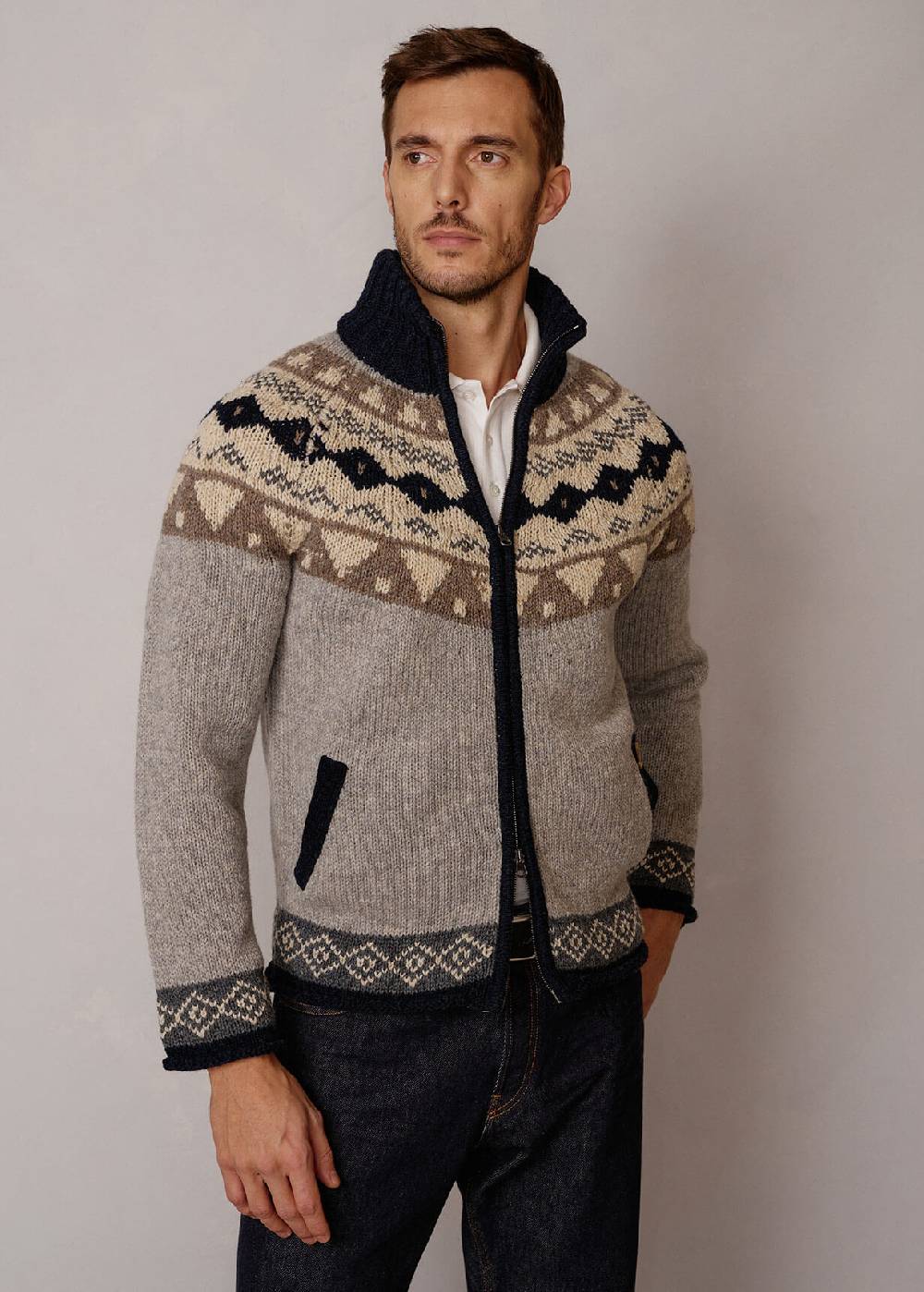 Luis Trenker Cardigan con motivo norvegese Luwall In Linea