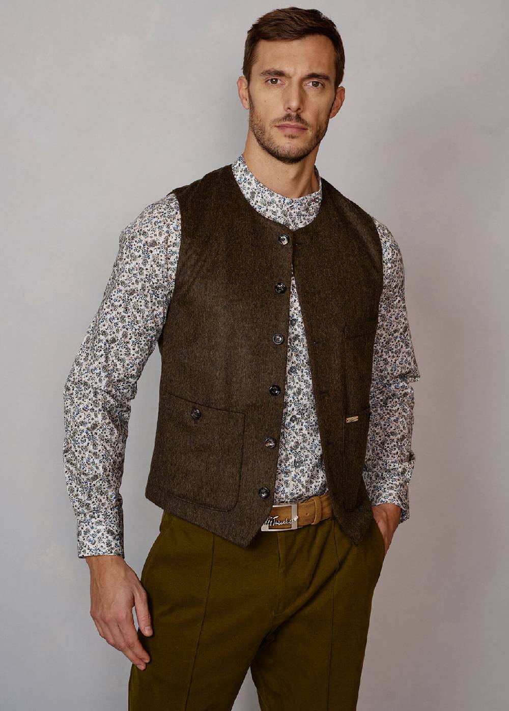 Luis Trenker Gilet in loden con scollo rotondo Lusven Fino Al -60%