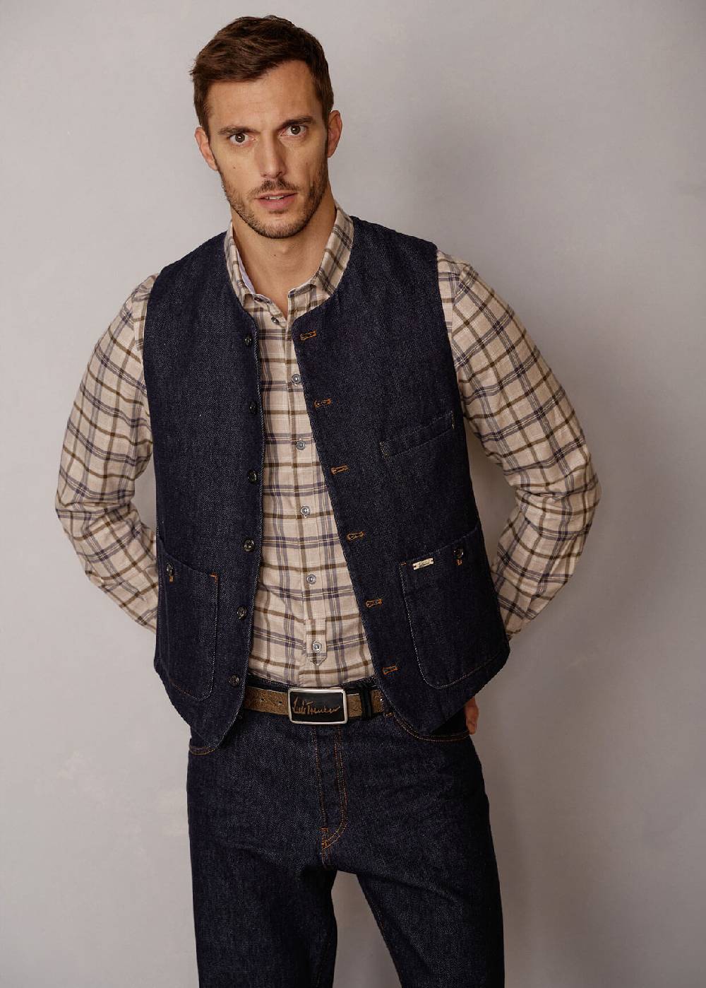 Luis Trenker Gilet in denim scuro Lusven Offerte