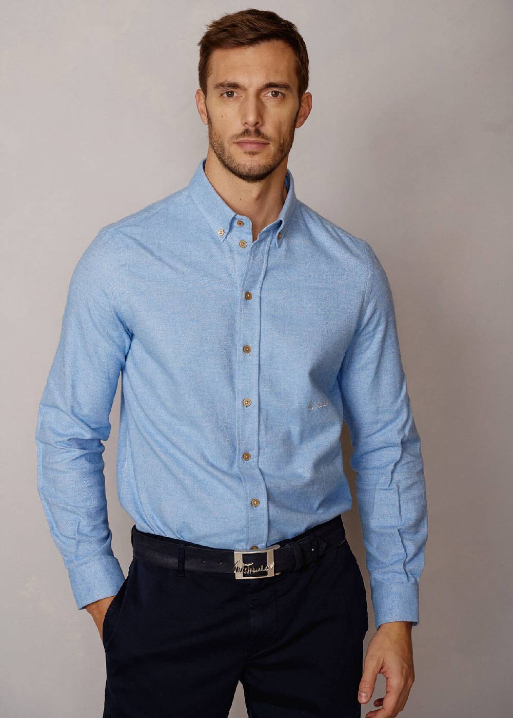 Luis Trenker Camicia in twill con colletto button down Lubenzio Presa