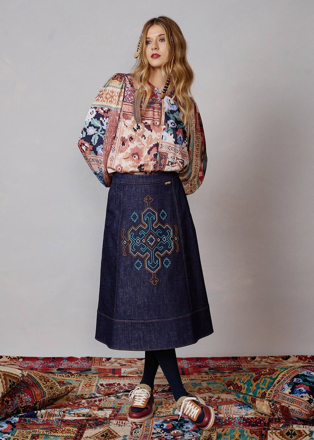Luis Trenker Blusa modello Lugiada con stampa patchwork Prezzo basso