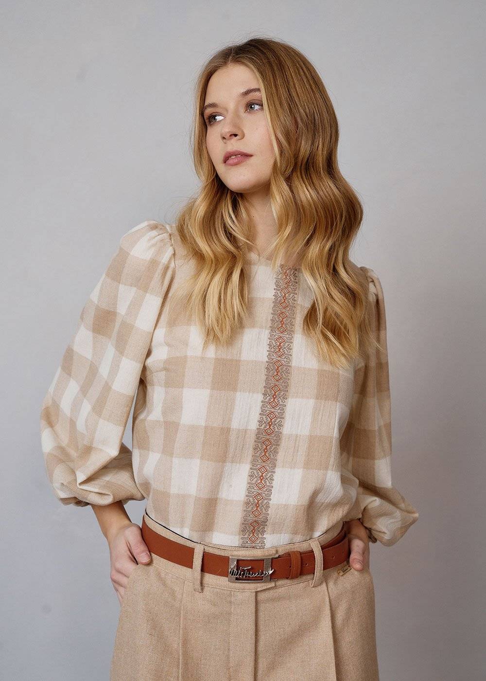 Luis Trenker Blusa con motivo a quadri modello Lugiada Super Saving Price