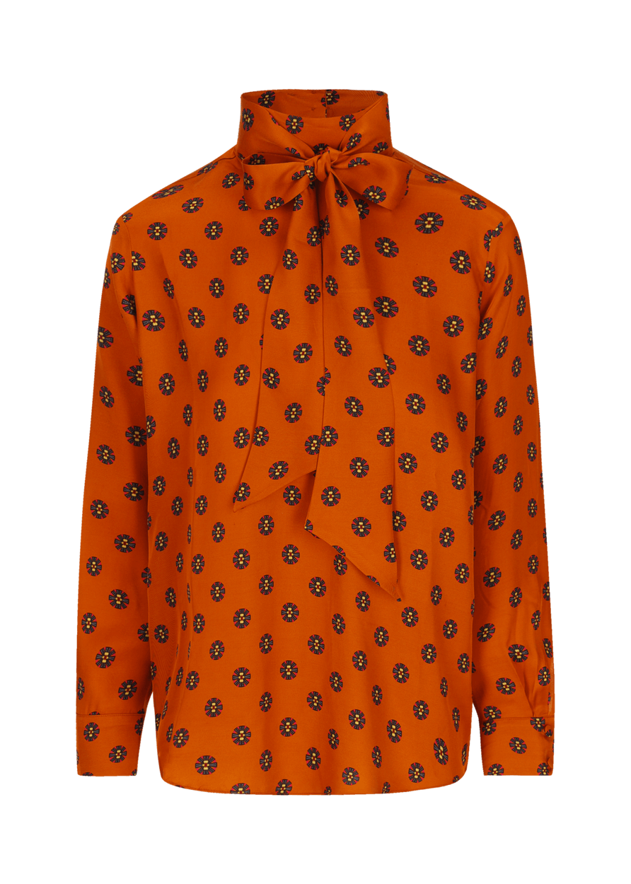 Luis Trenker Blusa modello Lubianca con fiocco e stampa Ritorno libero