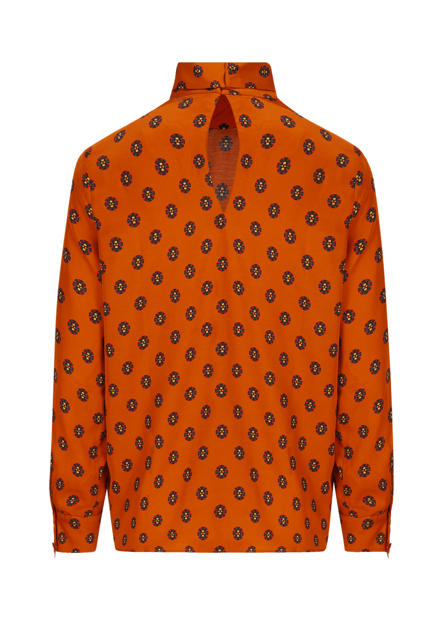 Luis Trenker Blusa modello Lubianca con fiocco e stampa Ritorno libero