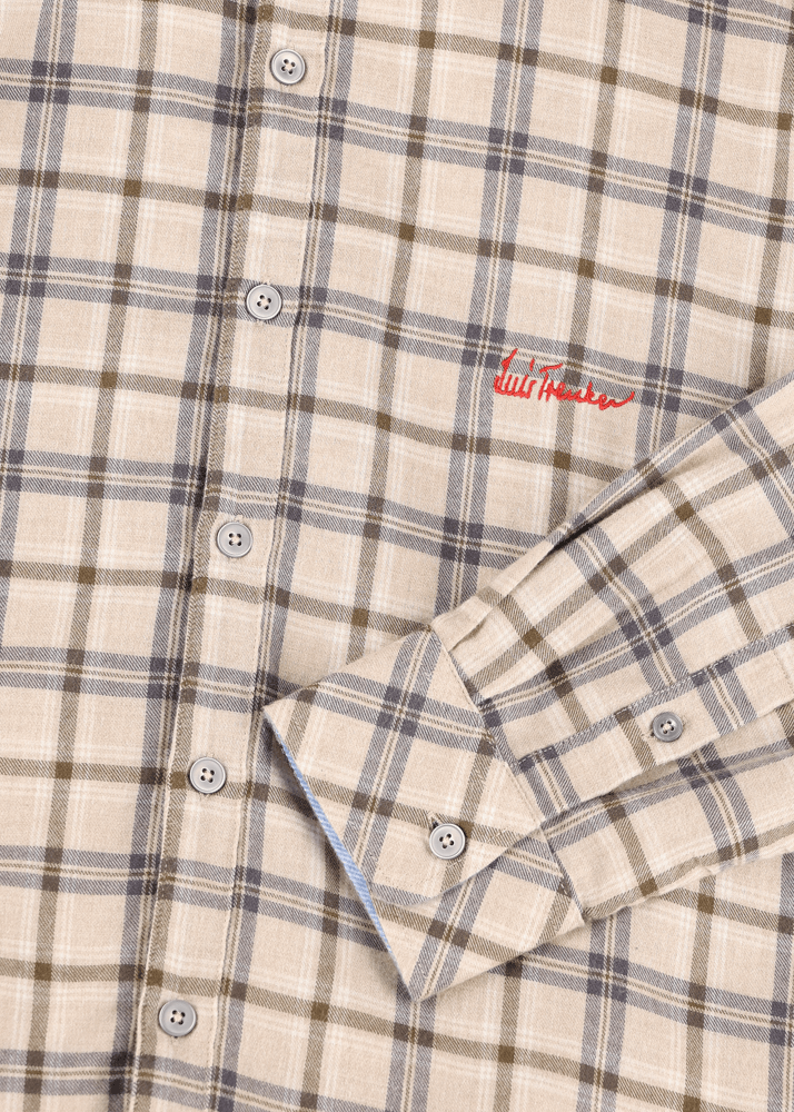 Luis Trenker Camicia a quadri con colletto alla coreana modello Lubernet Nuova