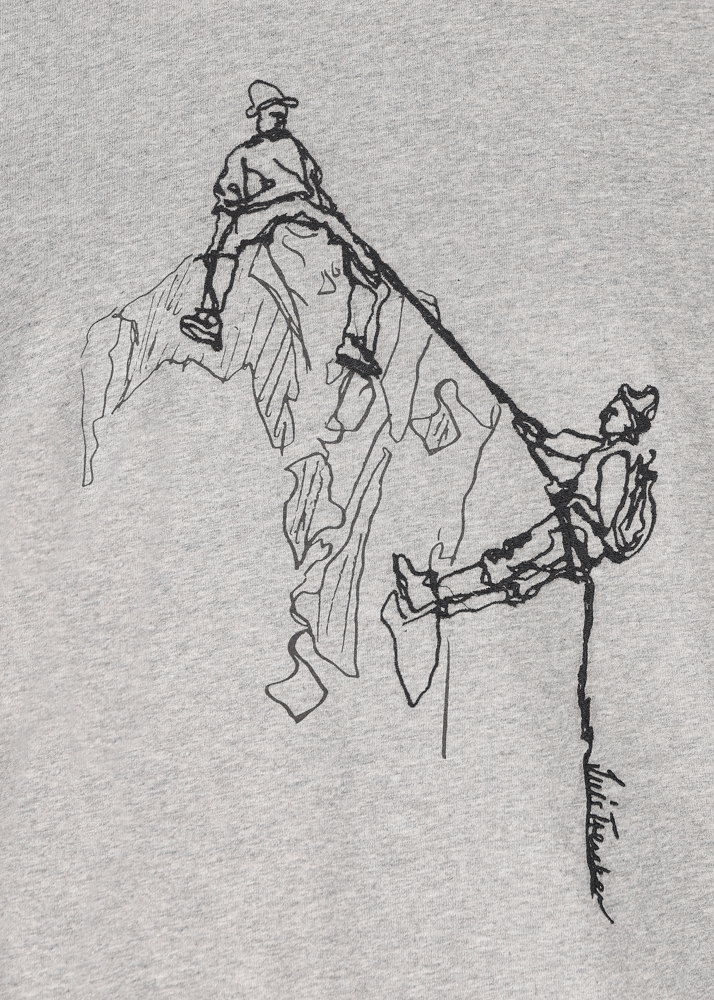 Luis Trenker T-shirt con stampa raffigurante due alpinisti Lueinar Fornitura limitata