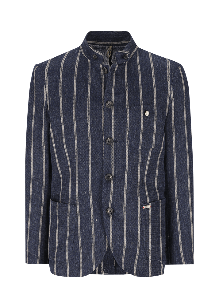 Luis Trenker Blazer in lino con motivo gessato modello Lusandro Promozione Limitata