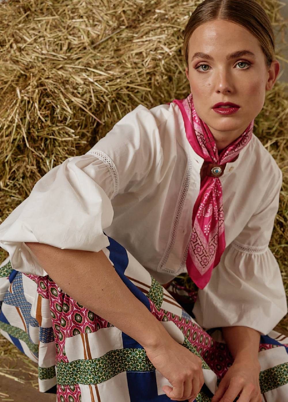 Luis Trenker Blusa in cotone con maniche a sbuffo modello Lufanny Vendite Flash