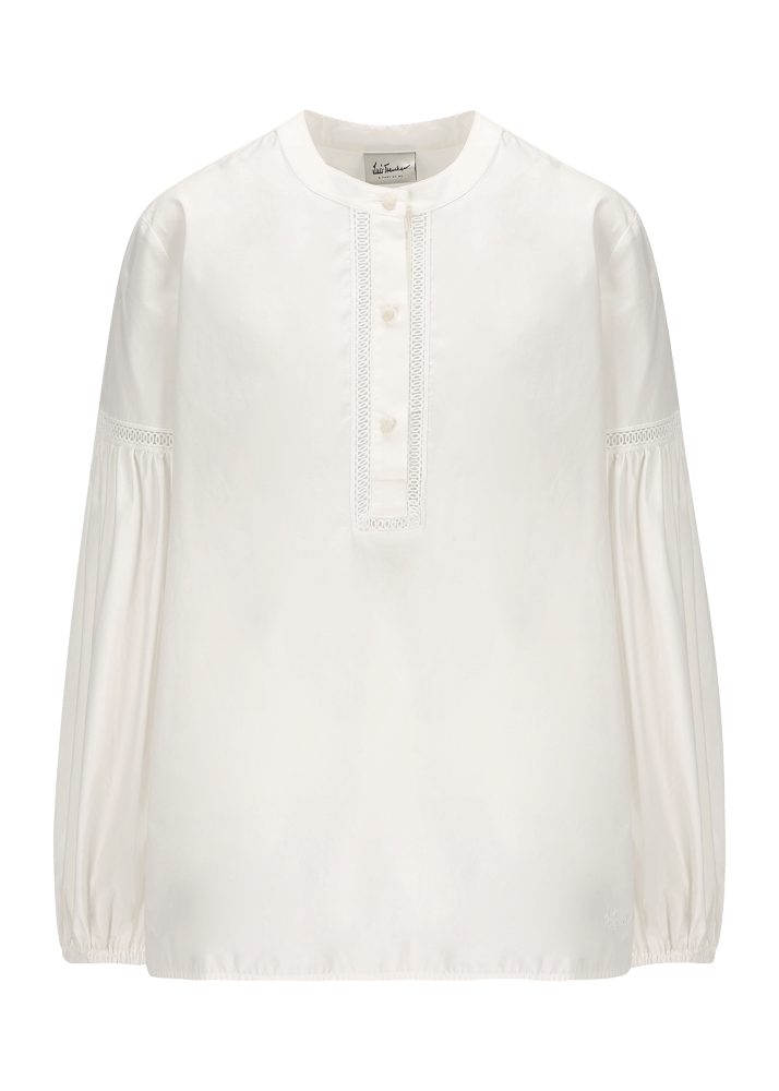 Luis Trenker Blusa in cotone con maniche a sbuffo modello Lufanny Vendite Flash