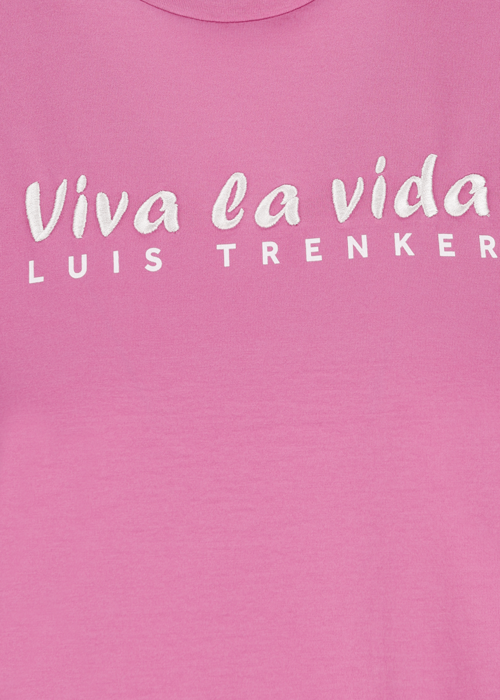 Luis Trenker T-shirt con slogan ricamato Viva la Vida Offerta esclusiva