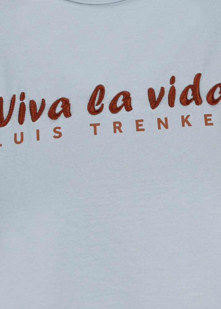 Luis Trenker T-shirt con slogan ricamato Viva la Vida Vendite stagionali