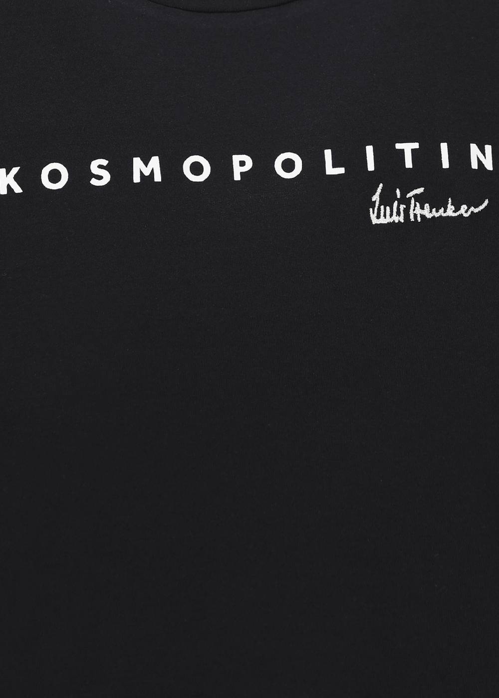 Luis Trenker T-shirt con logo ricamato e stampa "Kosmopolit" Offerta natalizia