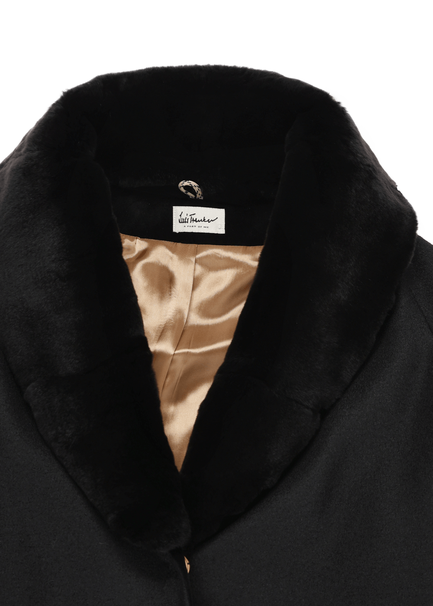 Luis Trenker Cappotto in lana cotta con collo di pelliccia modello Lufrida Offerte speciali