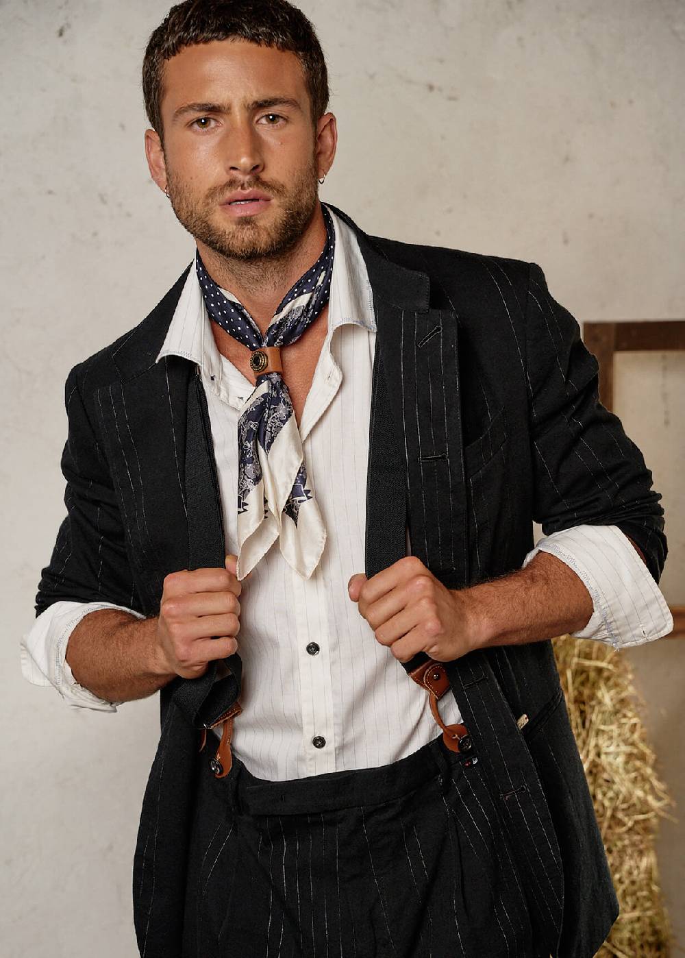 Luis Trenker Blazer con motivo gessato modello Lusandretto Spedizione Gratuita