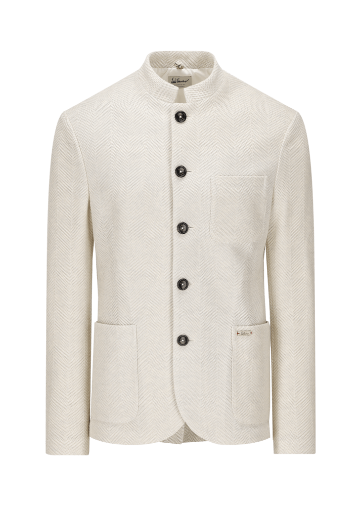 Luis Trenker Blazer in jersey con motivo a spina di pesce modello Luigis Convenienza
